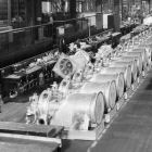 Rows of VC-7 Axiflo turboblowers in the machine shop.