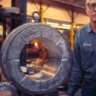 Comparison of bearing sizes in the shop.