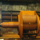 A recently painted centrifugal fan.