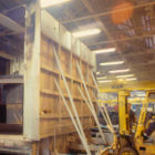 Forklift driver is moving a rotor into the furnace to be annealed.